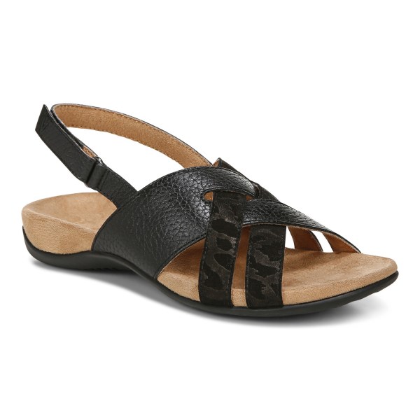 Vionic Sandals Ireland - Eira Backstrap Sandal Black - Womens Shoes Clearance | PRGTQ-0523